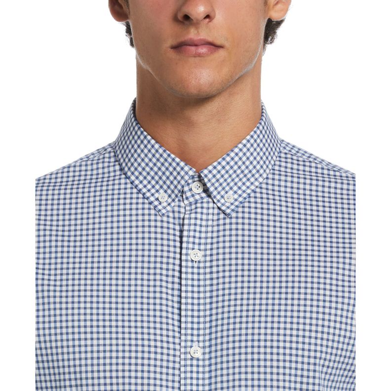 Camisa De Hombre Formal Algodón Cuadros Azul-2