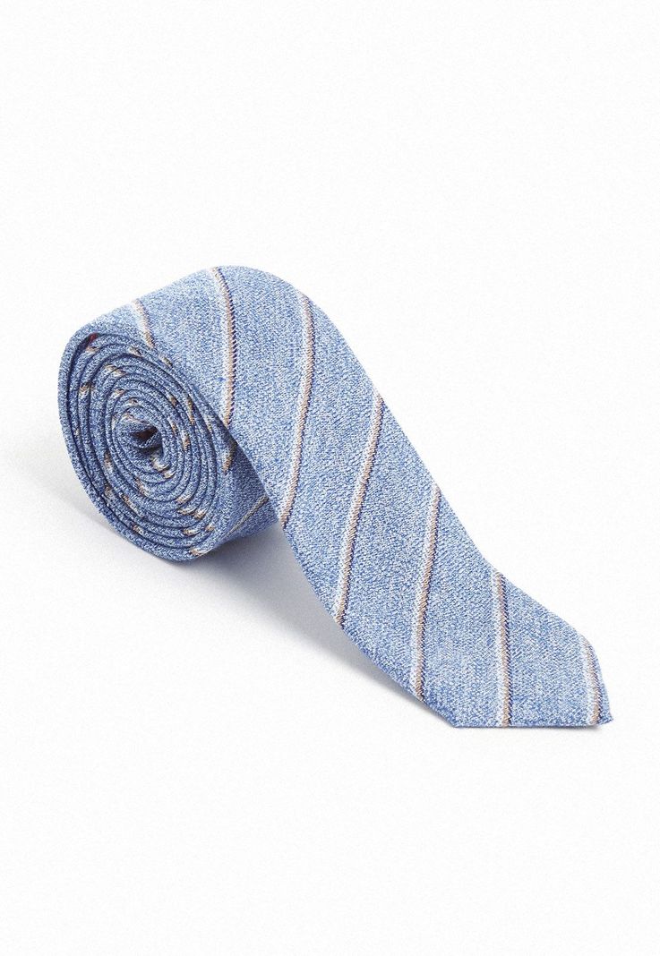 Corbata De Hombre Rayas Celeste-0
