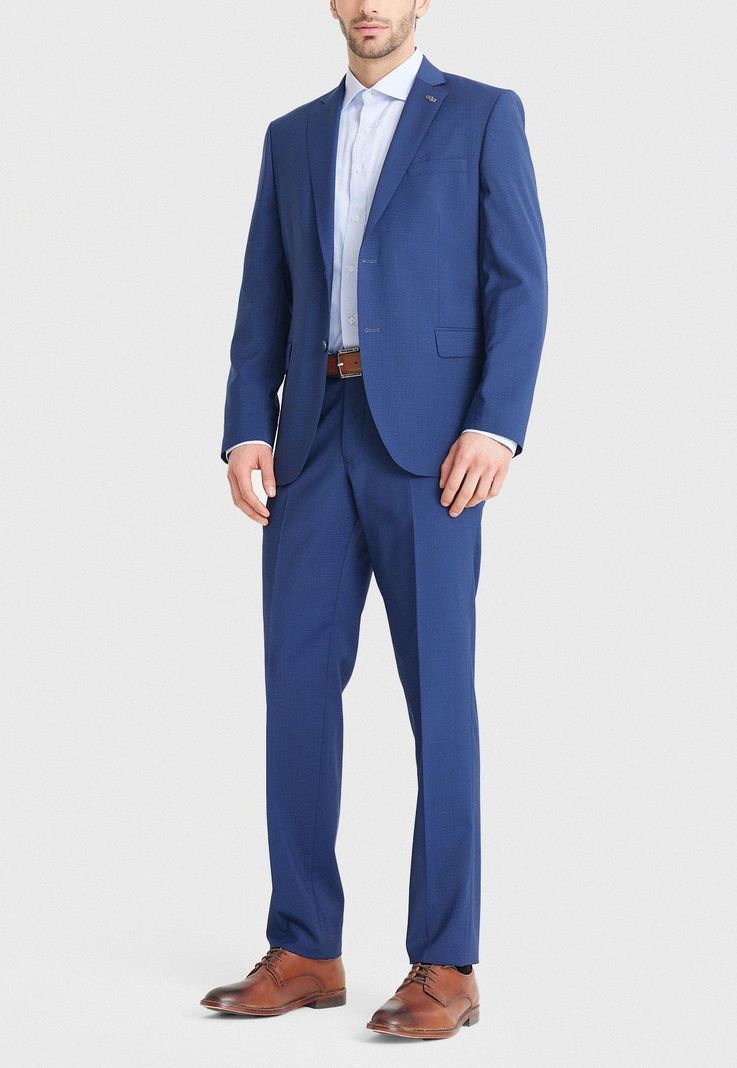 Traje hombre Formal Slim Fit Vercelli Lana Azul-0