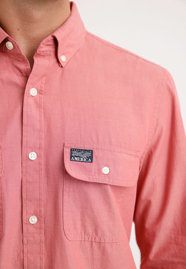 Camisa Hombre Manga Larga Oxford Rosado-2