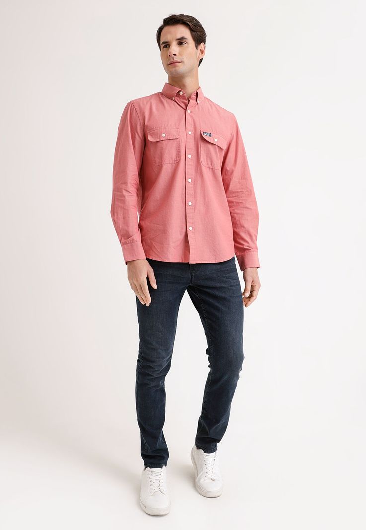 Camisa Hombre Manga Larga Oxford Rosado-3