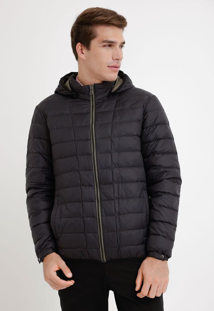 Parka hombre acolchada pluma negro-0