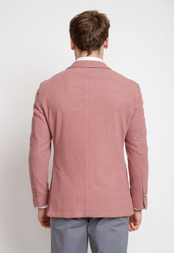 Chaqueta Hombre Mezcla Algodón Liso Slim Basic Coral-1