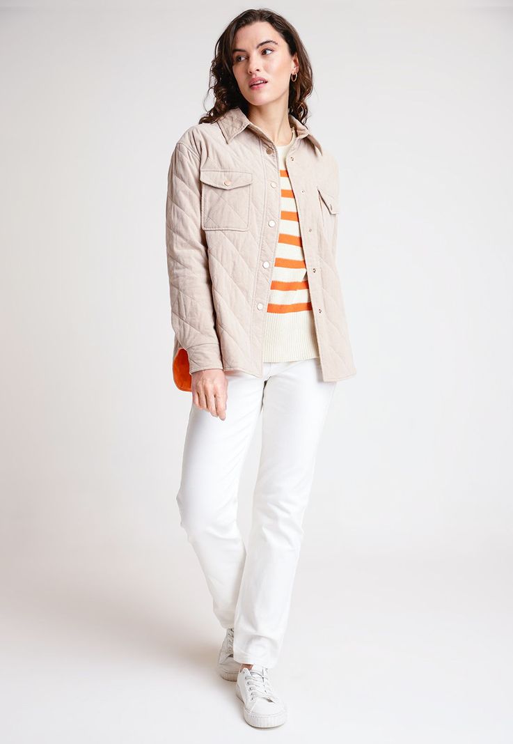 Chaqueta de Mujer Modelo Suki Cotelé Color Beige-3