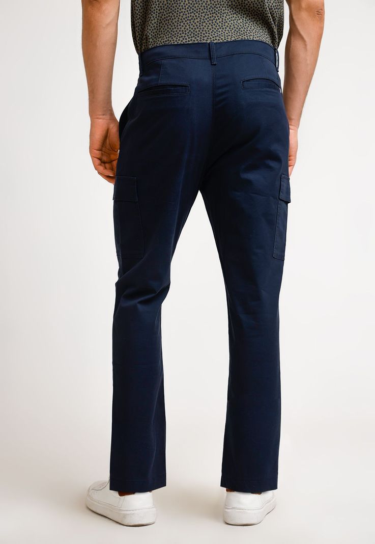 Pantalón De Hombre Algodón Liso Navy-1