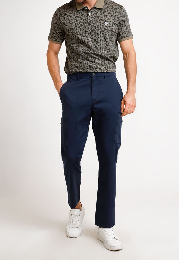 Pantalón De Hombre Algodón Liso Navy-3