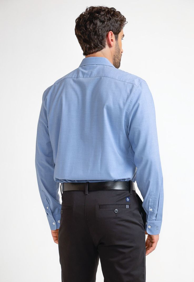 Camisa De Hombre Formal Liso Celeste-4