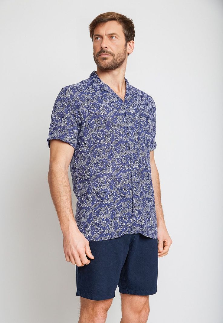 Camisa Hombre  Viscosa Estampada Relajado Baltazar Azul-0
