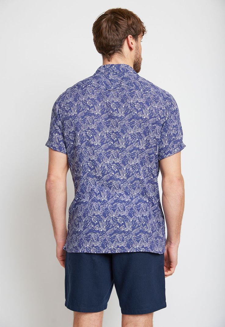 Camisa Hombre  Viscosa Estampada Relajado Baltazar Azul-1