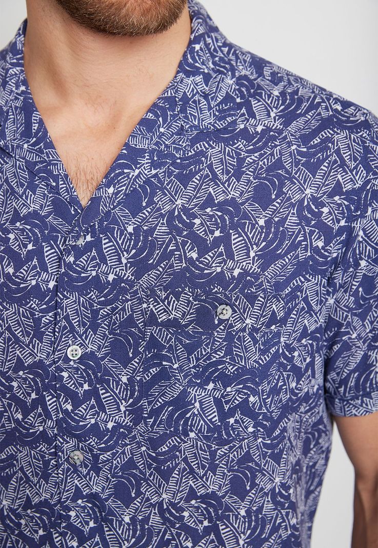 Camisa Hombre  Viscosa Estampada Relajado Baltazar Azul-2