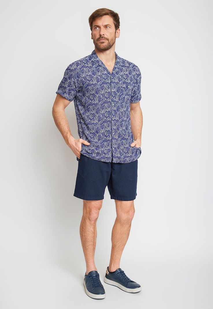 Camisa Hombre  Viscosa Estampada Relajado Baltazar Azul-3
