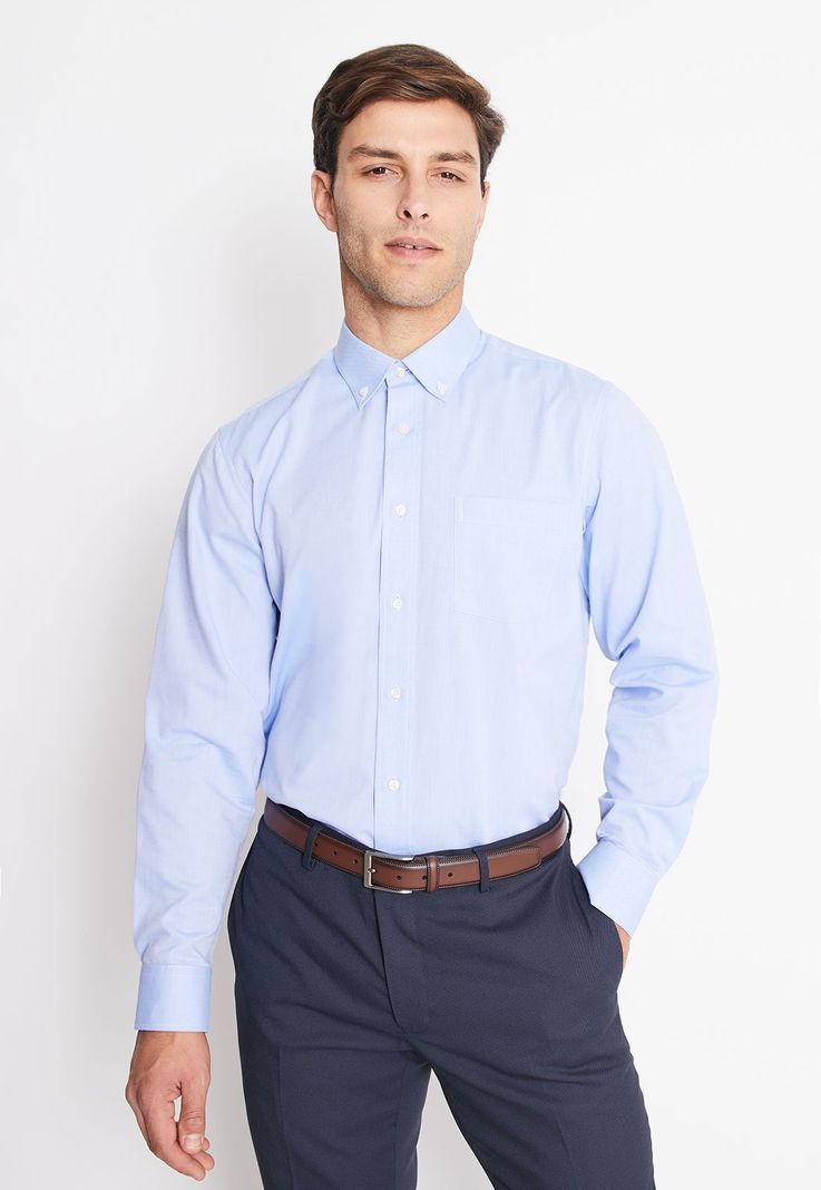 Camisa Formal Básica Oxford Regular Celeste-0
