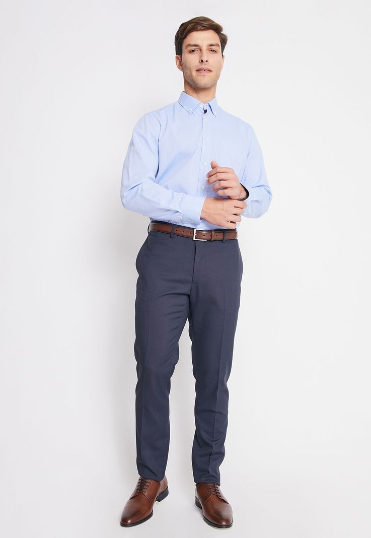 Camisa Formal Básica Oxford Regular Celeste-3