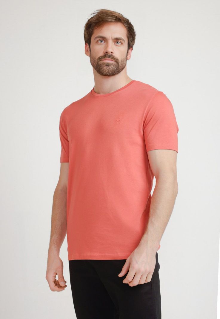 Polera De Hombre Algodón Pima Liso Coral-0