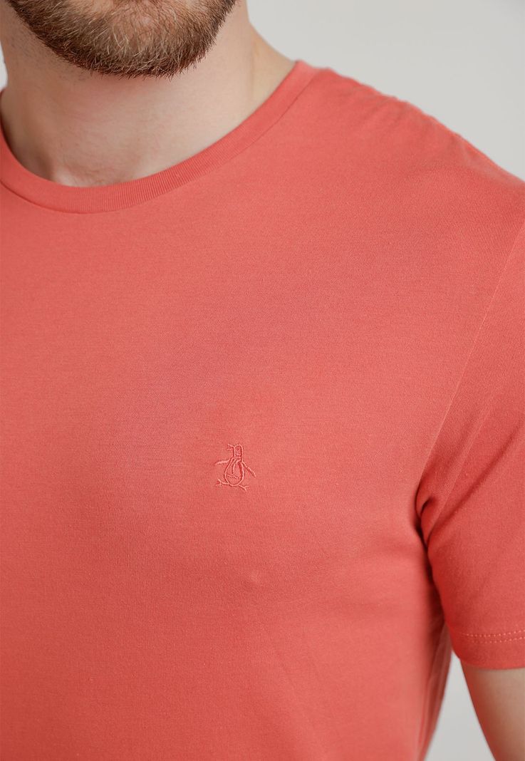Polera De Hombre Algodón Pima Liso Coral-2