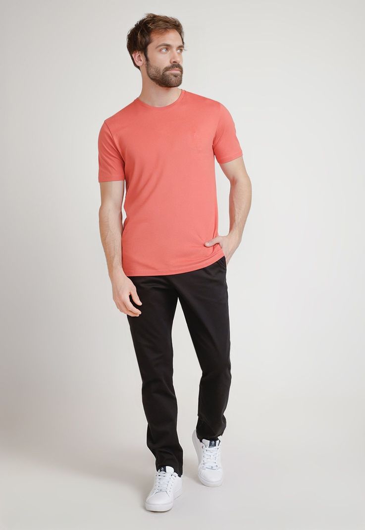 Polera De Hombre Algodón Pima Liso Coral-3