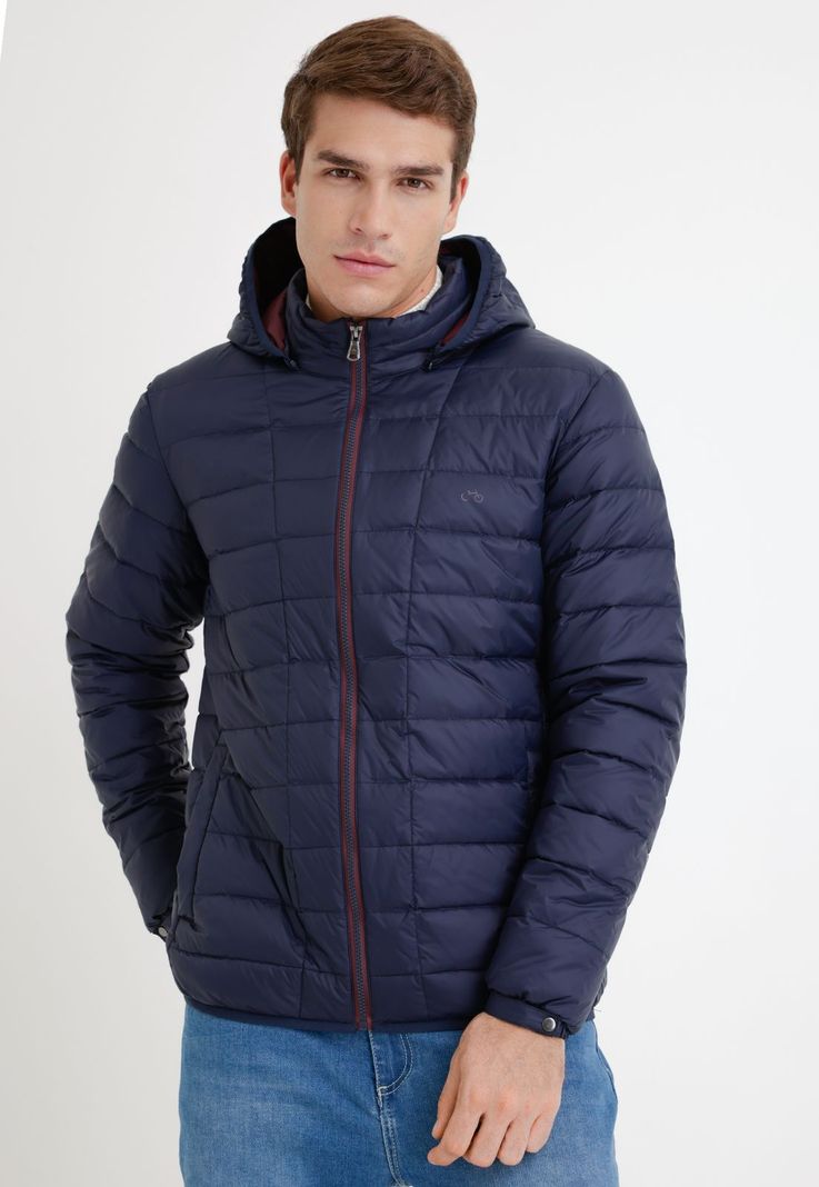 Parka hombre acolchada pluma azul marino-0