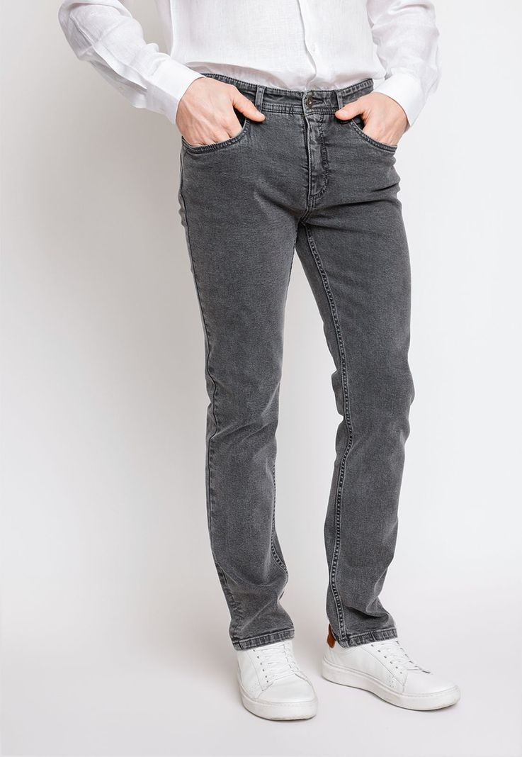 Jeans Hombre Algodón Liso Slim Naze Gris-0