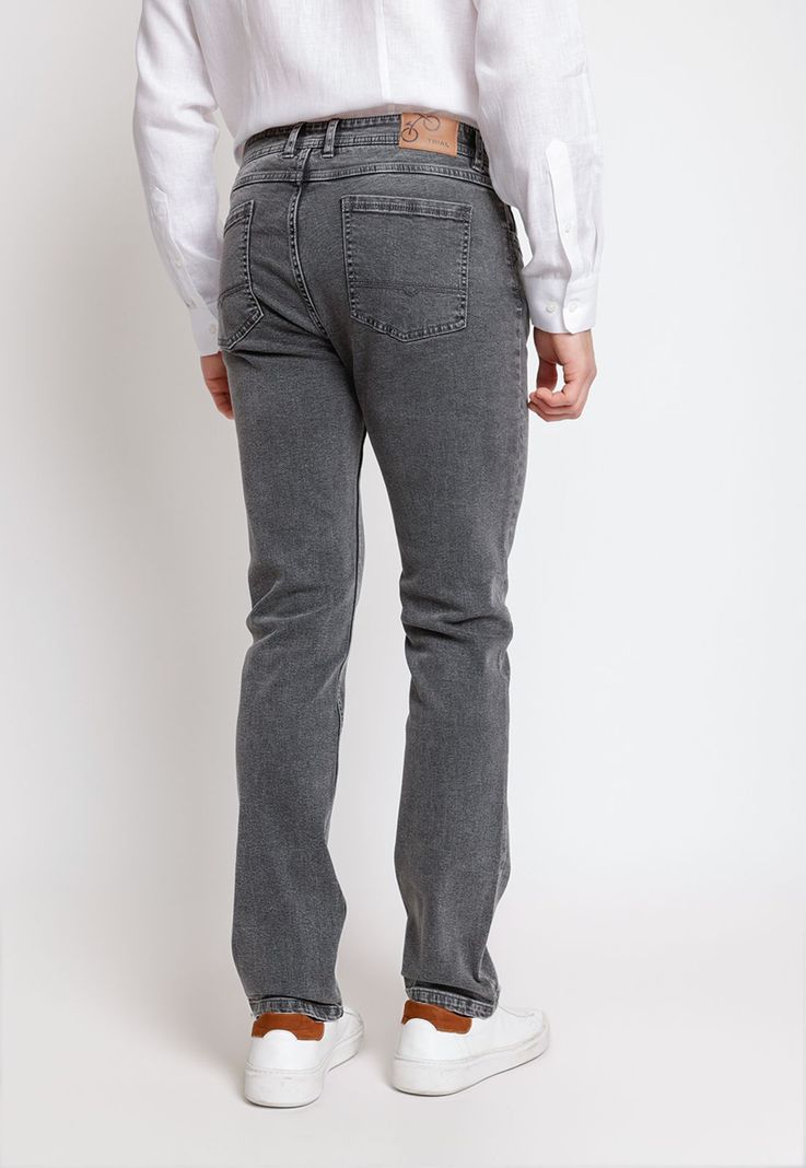 Jeans Hombre Algodón Liso Slim Naze Gris-1