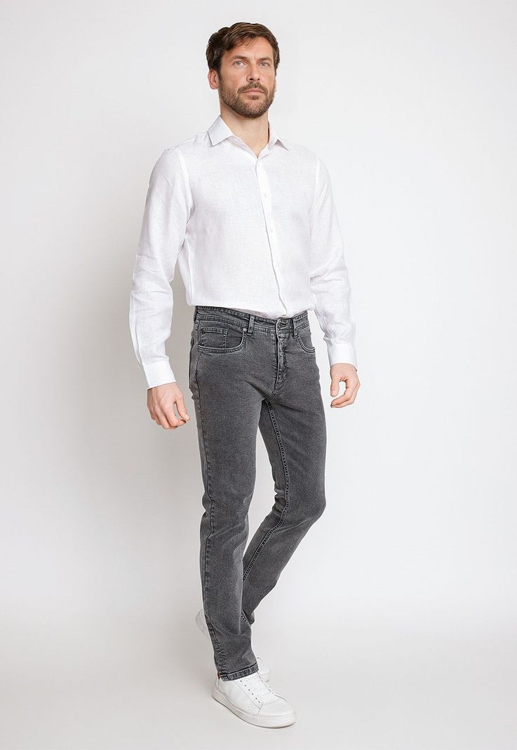 Jeans Hombre Algodón Liso Slim Naze Gris-3