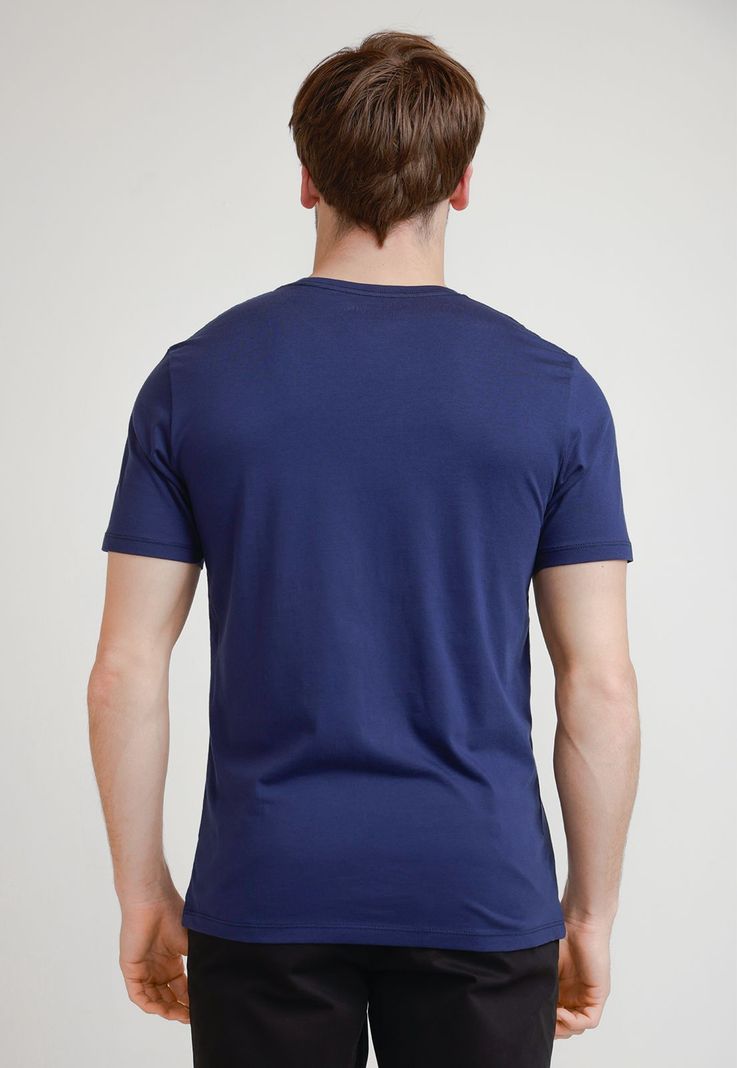 Polera De Hombre Algodón Pima Liso Azul-1
