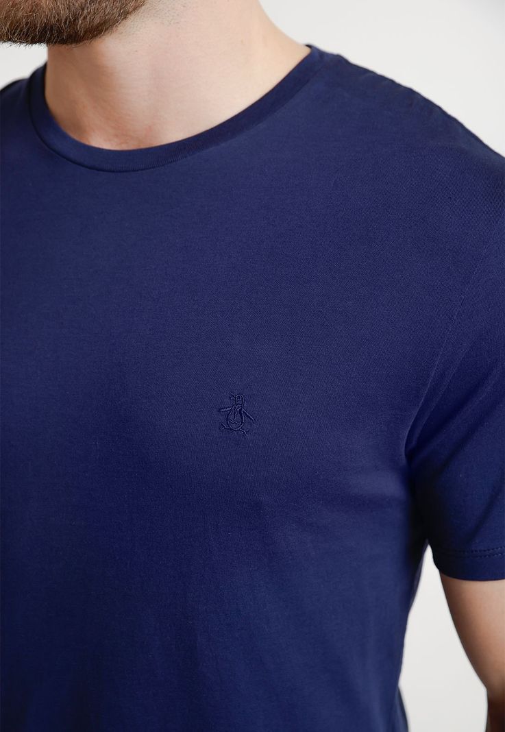 Polera De Hombre Algodón Pima Liso Azul-2
