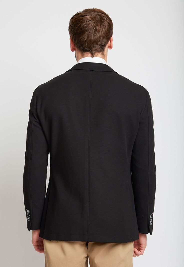 Chaqueta Hombre Mezcla Algodón Liso Slim Basic Negro-1