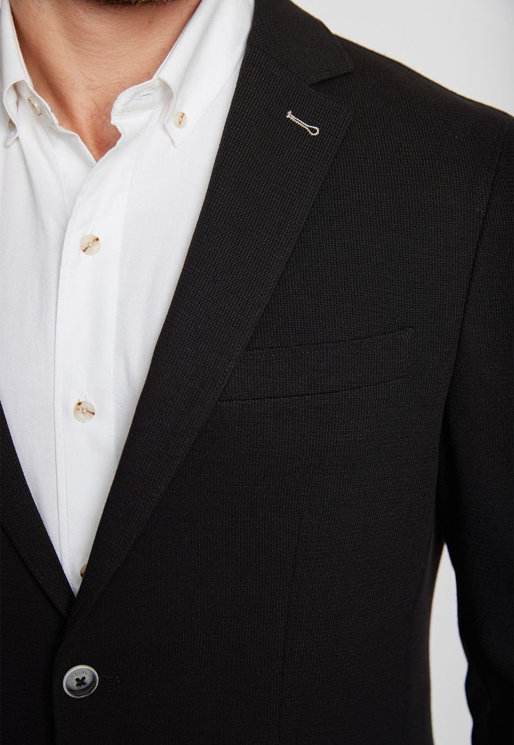 Chaqueta Hombre Mezcla Algodón Liso Slim Basic Negro-2