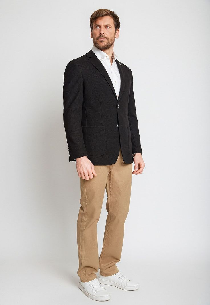 Chaqueta Hombre Mezcla Algodón Liso Slim Basic Negro-3