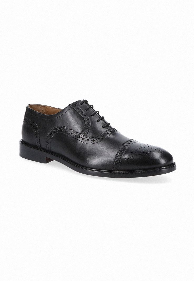 Zapatos Formal Italianos Voltago Cap Toe Bal Oxford Negro-0