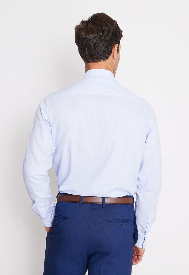 Camisa Formal Colección Slim Dobby Celeste-1