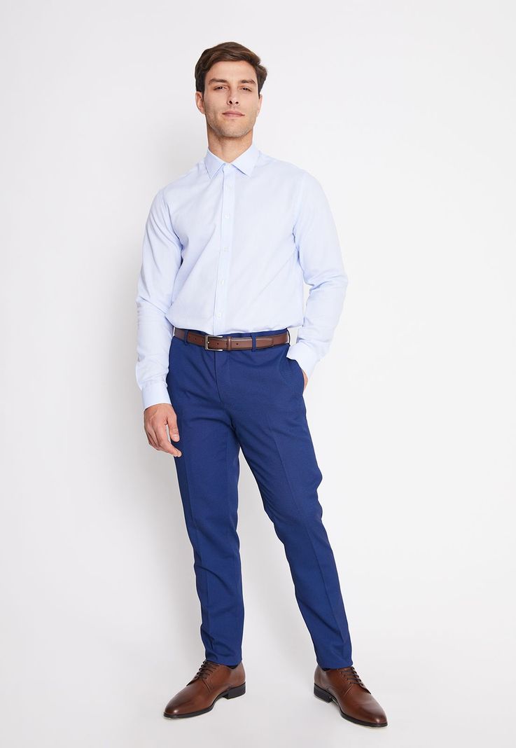 Camisa Formal Colección Slim Dobby Celeste-3