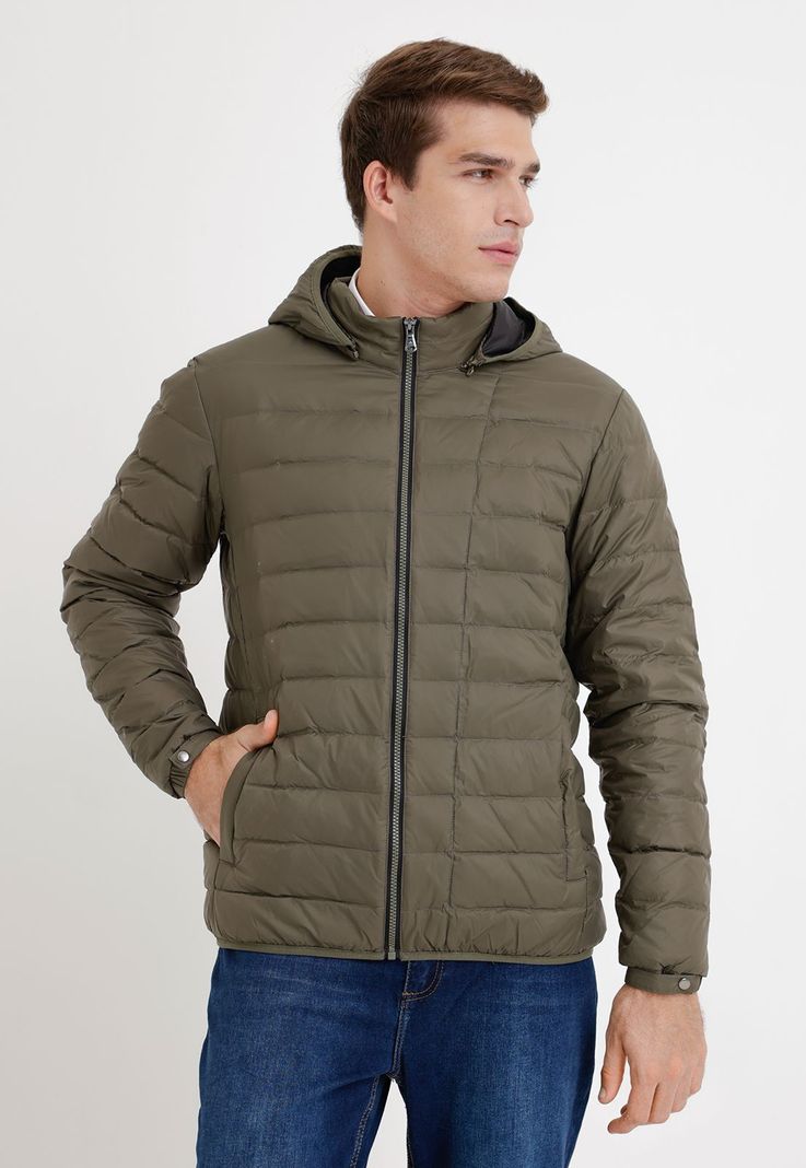 Parka hombre acolchada pluma verde-0