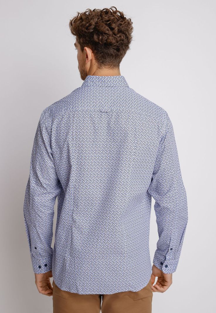 Camisa Manga Larga hombre Casual Slim Fit Baymax Algodón Azul-1