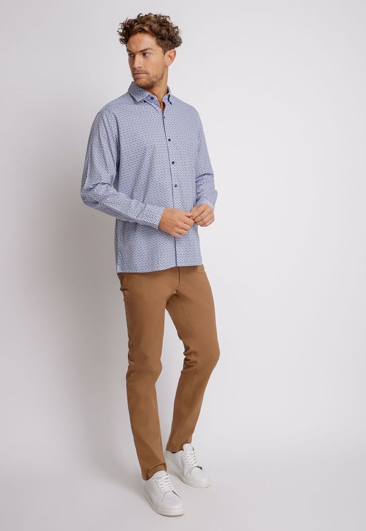 Camisa Manga Larga hombre Casual Slim Fit Baymax Algodón Azul-3