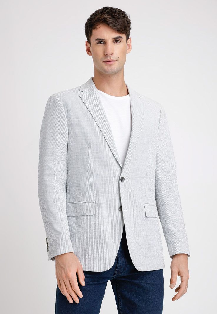 Chaqueta Hombre Casual Gris Claro-0