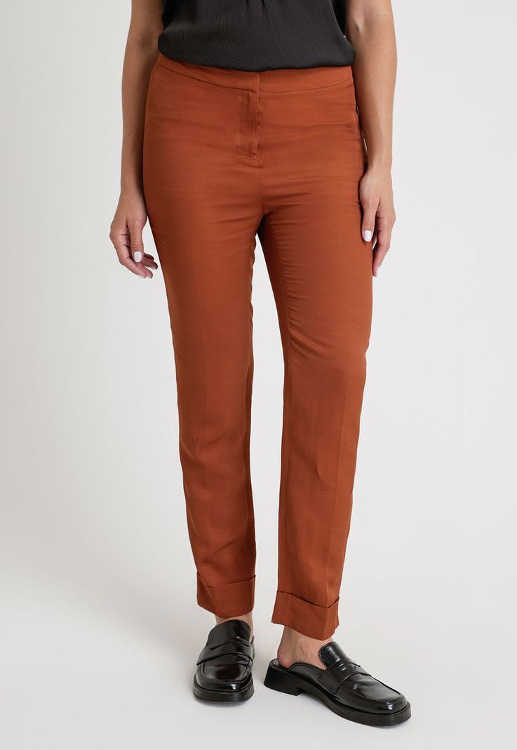 Pantalón De Mujer Ceitán Mezcla De Lino Color Tostado-0