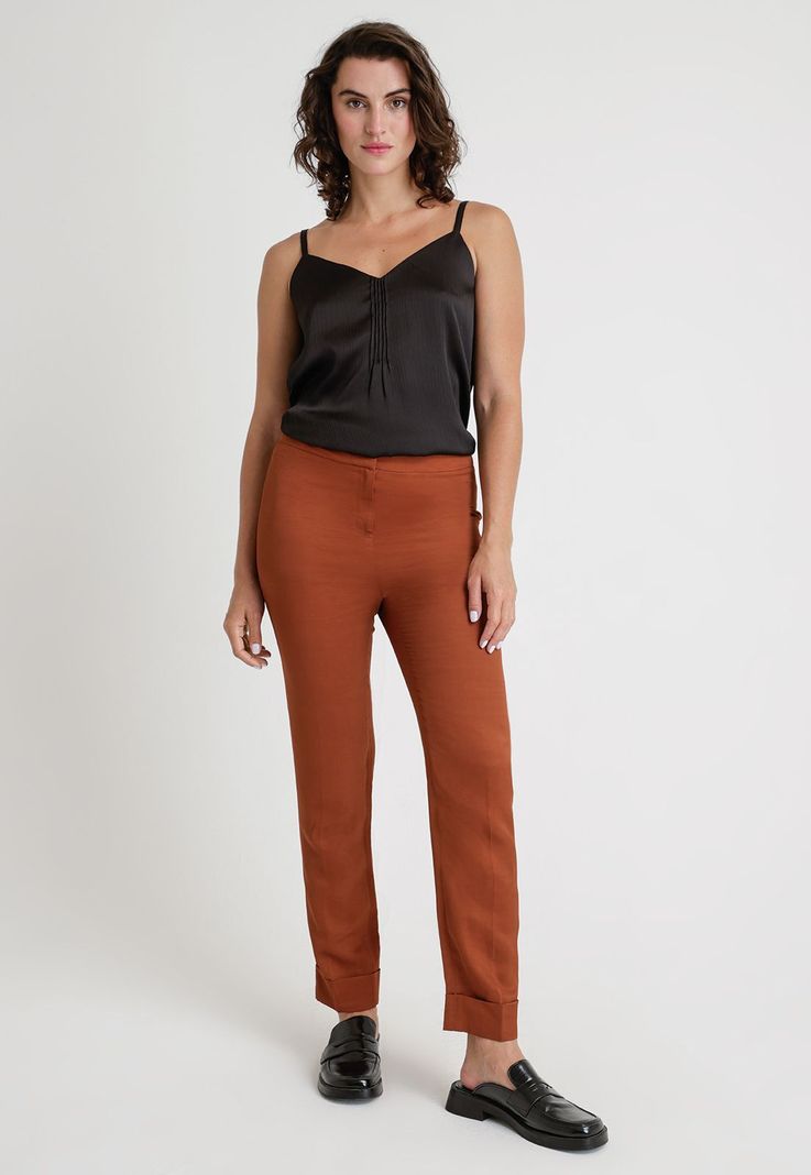 Pantalón De Mujer Ceitán Mezcla De Lino Color Tostado-3