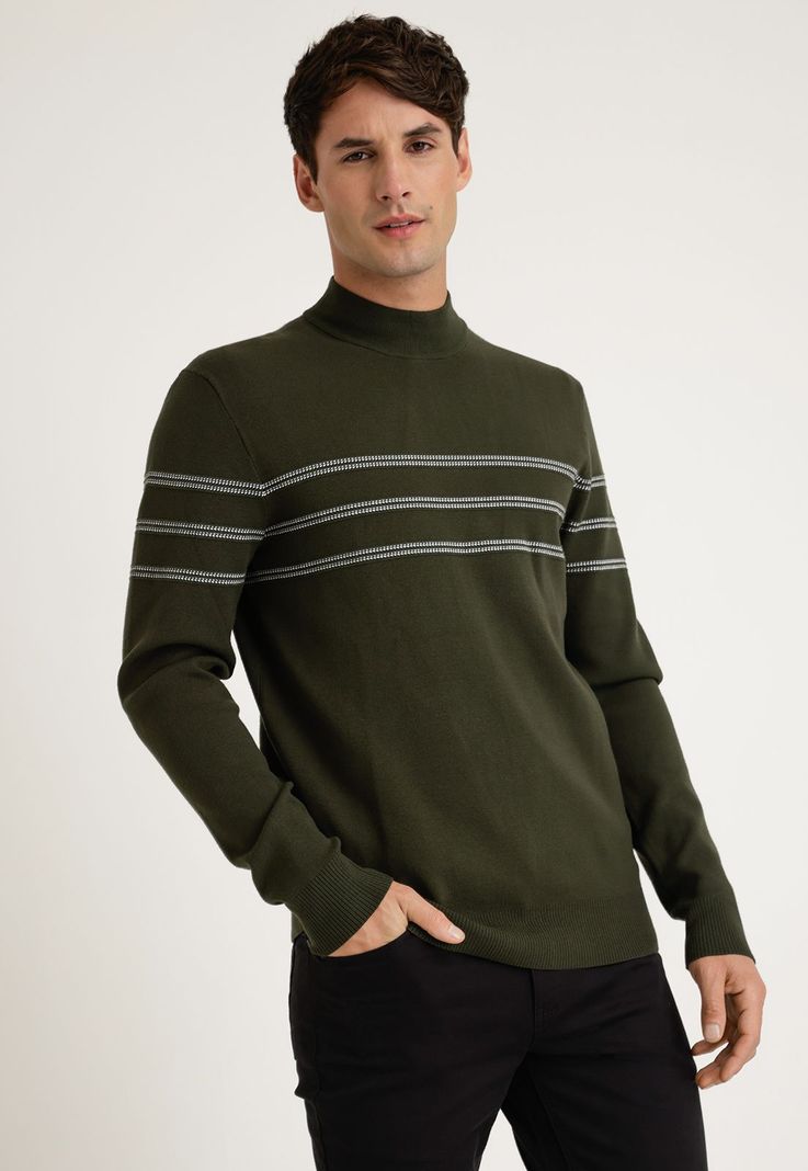 Sweater Hombre Cuello Alto Verde Oscuro-0
