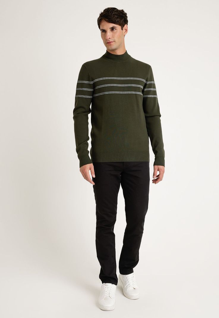 Sweater Hombre Cuello Alto Verde Oscuro-3