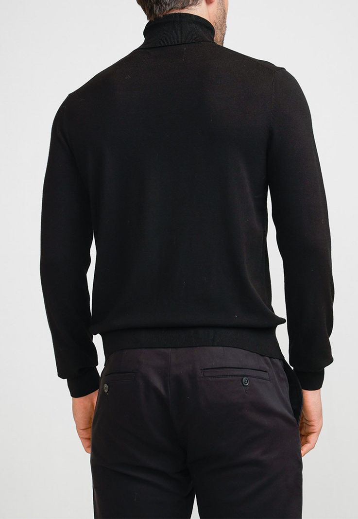Sweater Cuello Alto Negro Hombre-1