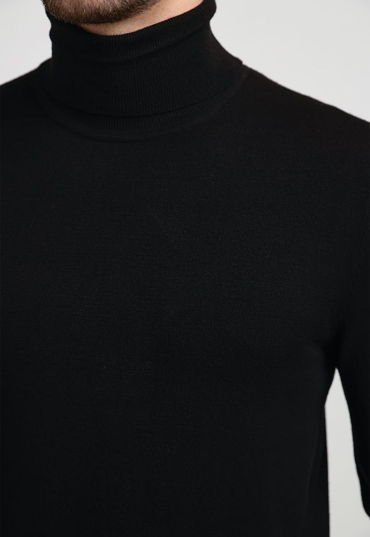 Sweater Cuello Alto Negro Hombre-2