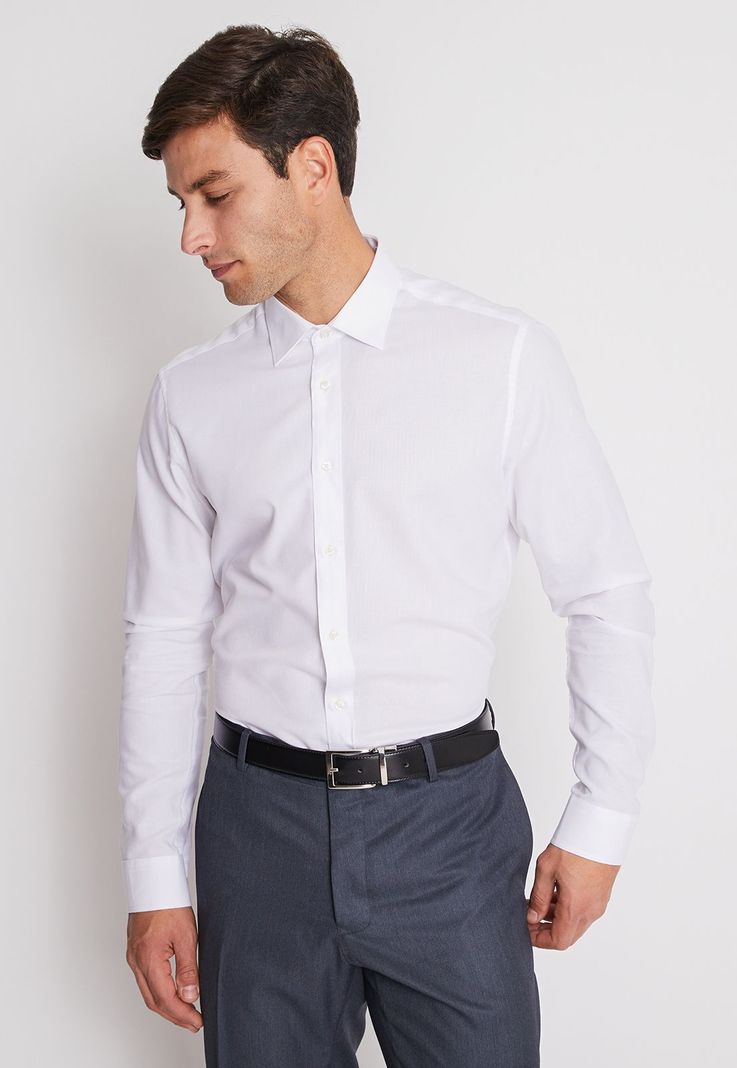 Camisa Formal Colección Slim Dobby Blanco-0