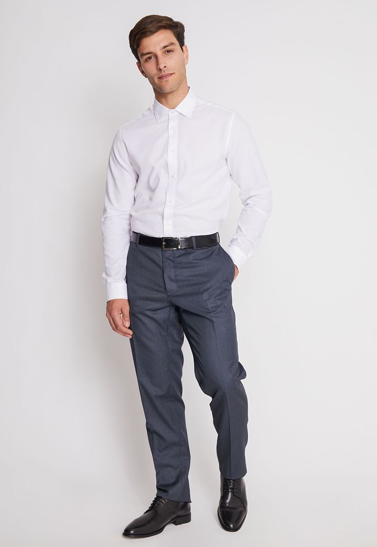 Camisa Formal Colección Slim Dobby Blanco-3