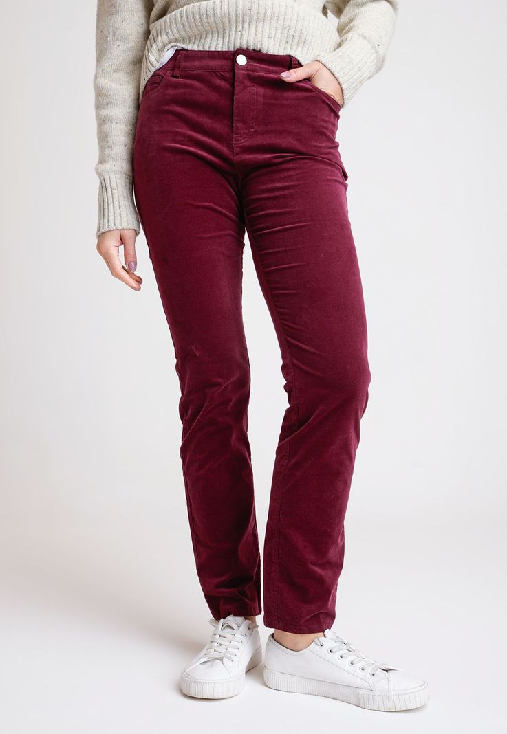 Pantalón De Mujer Modelo Essam Color Burdeo-0