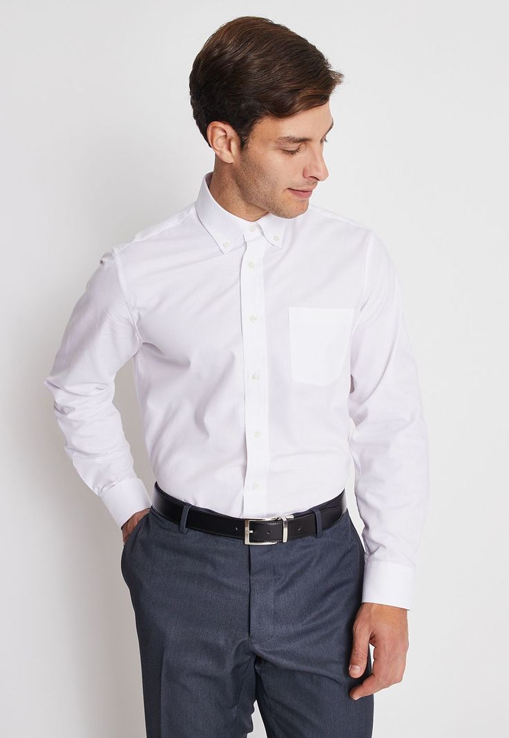 Camisa Formal Básica Oxford Regular Blanco-0