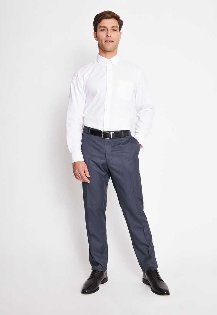 Camisa Formal Básica Oxford Regular Blanco-3