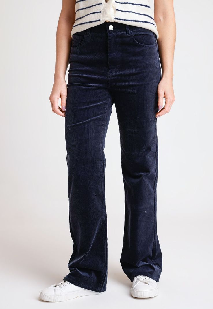 Pantalón Mujer Ishang Cotelé Marino-0