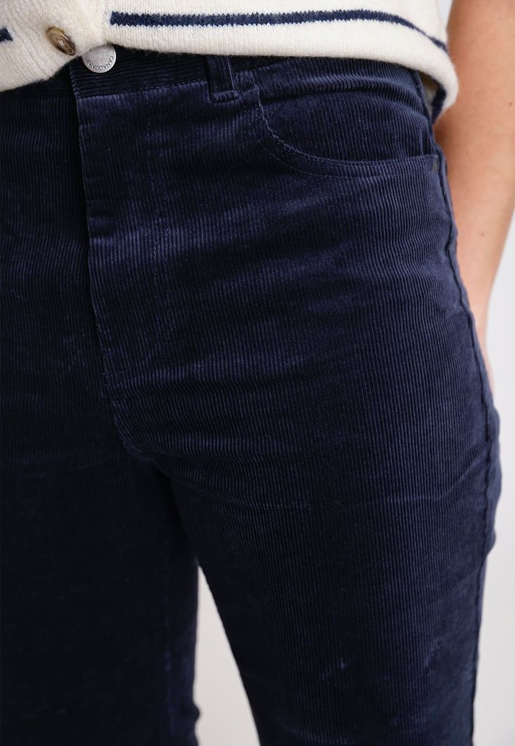 Pantalón Mujer Ishang Cotelé Marino-2