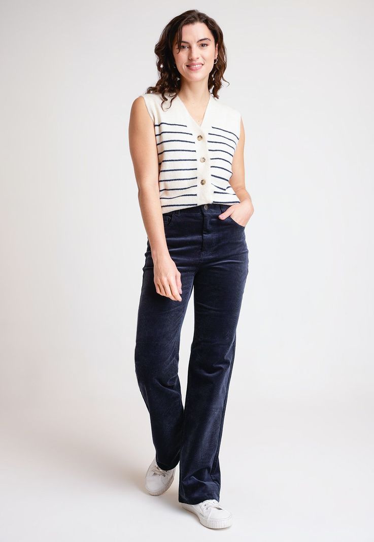Pantalón Mujer Ishang Cotelé Marino-3